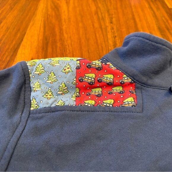 Vineyard Vines Classic Patchwork Christmas Holiday Navy Quarterzip Sweatshirt - Picture 4 of 7